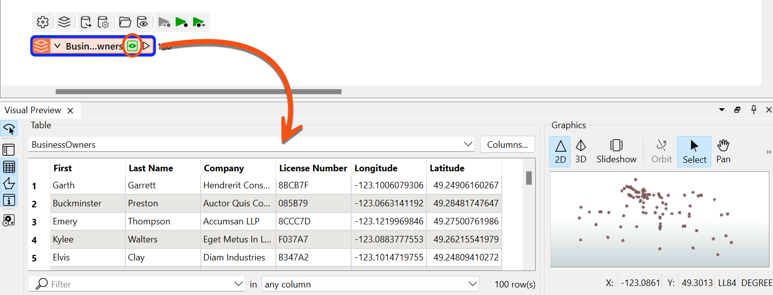 Viewing a cache in Visual Preview
